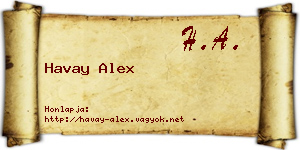 Havay Alex névjegykártya